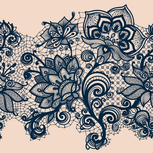 Abstract seamless lace pattern with flowers and butterflies. — Stock Photo, Image