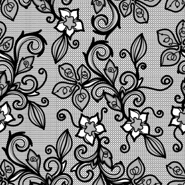 Abstract seamless lace pattern with flowers and leaves — Stock Vector