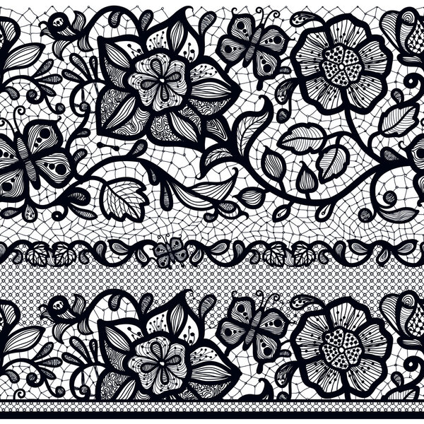Abstract seamless lace pattern with flowers and leaves.