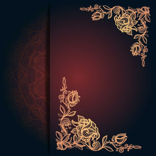 Ornement décoratif vintage de couleurs d'une rose avec des feuilles pour la décoration , — Image vectorielle