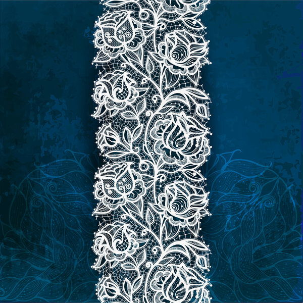 The abstract lace strip for decoration.On grunge background.