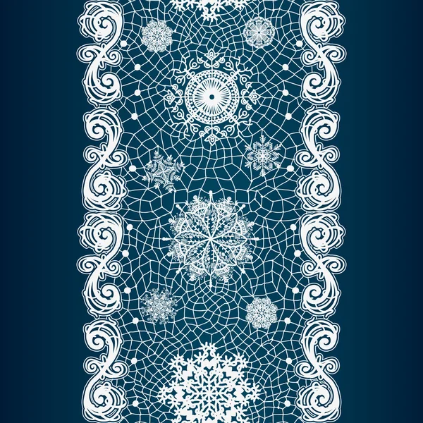 Encaje abstracto de invierno de copos de nieve . — Vector de stock