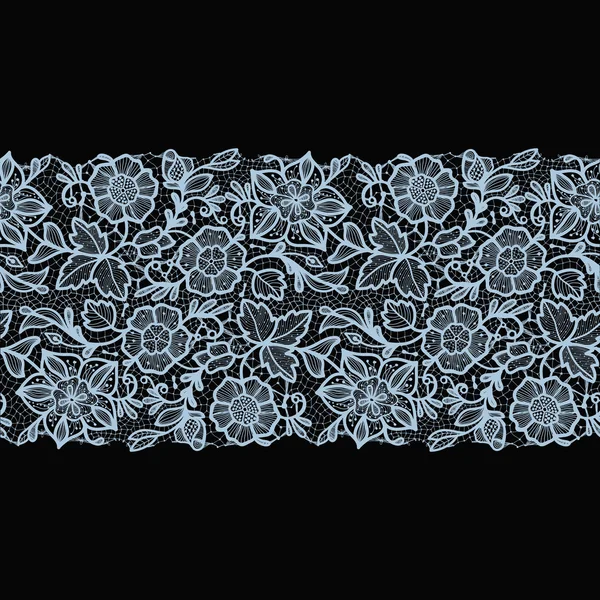 Patrón de encaje horizontal sin costuras abstracto con flores . — Archivo Imágenes Vectoriales