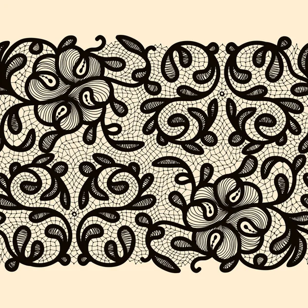 Modèle de dentelle horizontale sans couture abstraite avec des fleurs . — Image vectorielle