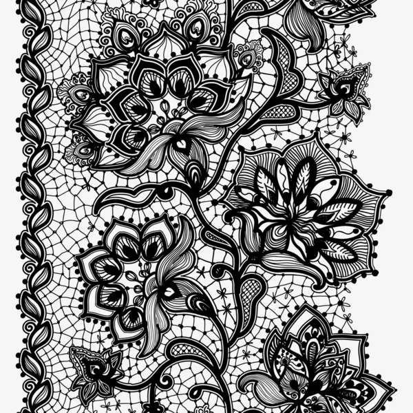 Patrón de encaje sin costura abstracto con flores y mariposas . — Archivo Imágenes Vectoriales