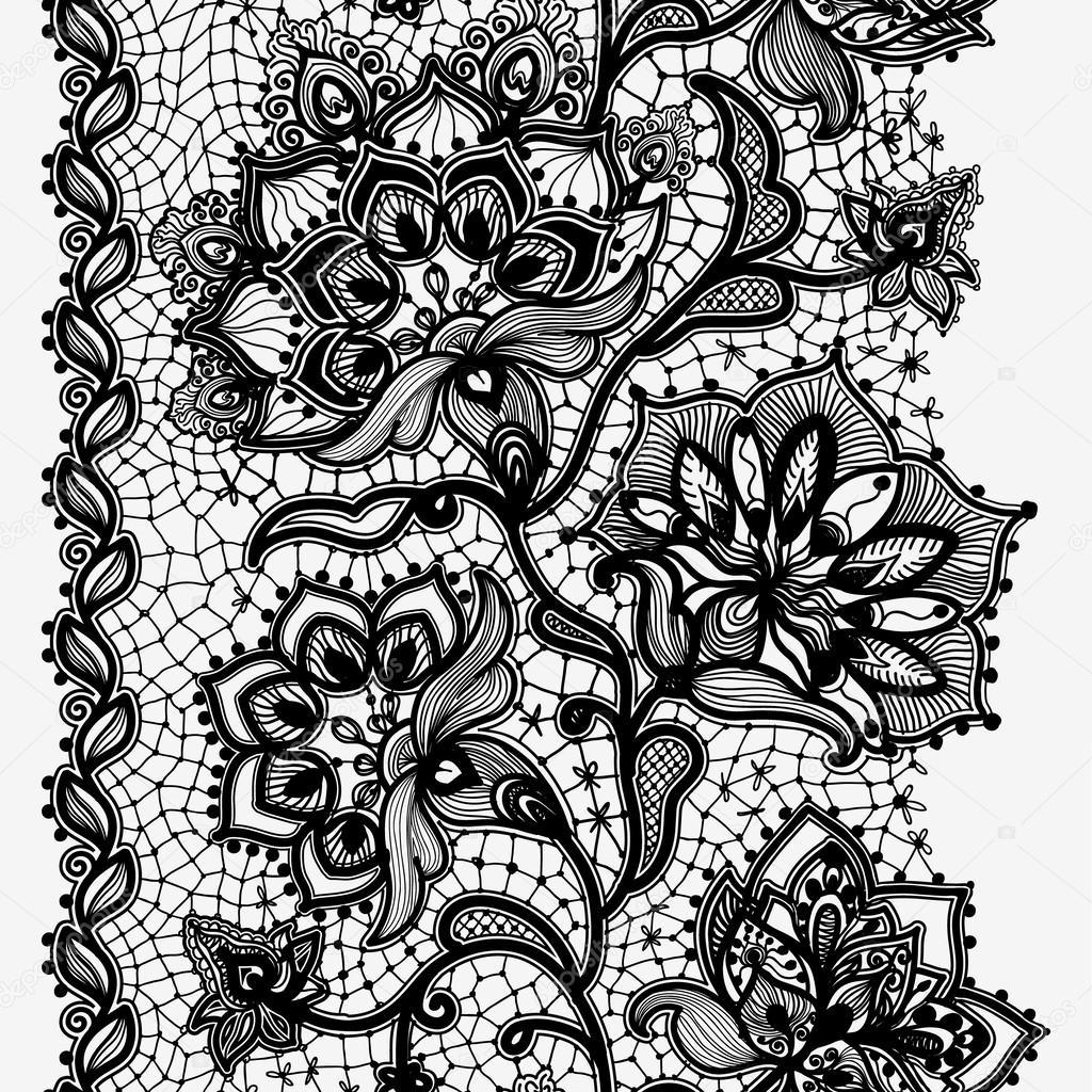 Abstract seamless lace pattern with flowers and butterflies. — Stock ...