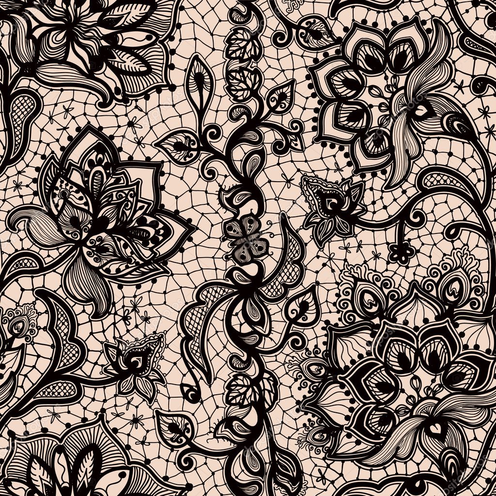 Abstract lace trim patterns set. Seamless patterns with floral elements in  black color. Ornamental lace tape designs. 27120319 Vector Art at Vecteezy
