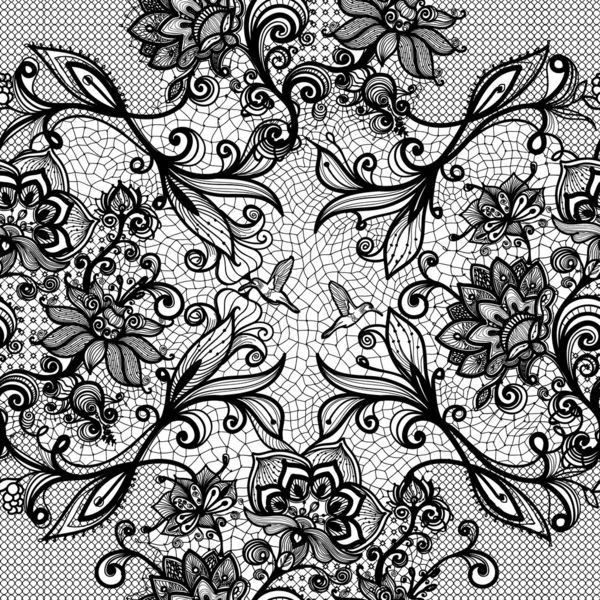 Abstract seamless lace pattern with flowers and butterflies. — Stock Vector