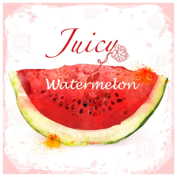 Red vector watercolor watermelon — Stockvector