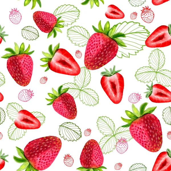 Motifs sans couture vecteur fraise — Image vectorielle