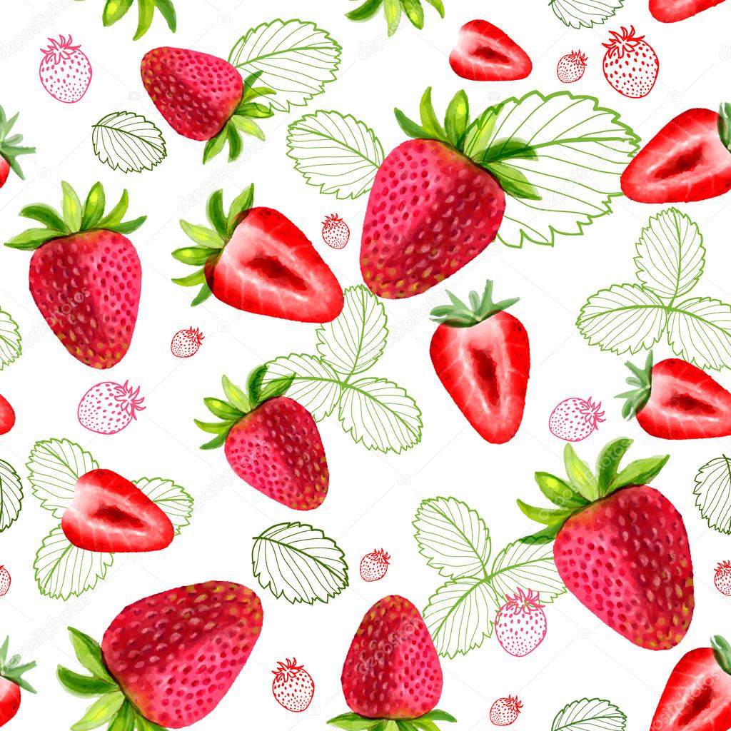 Strawberry vector seamless patterns