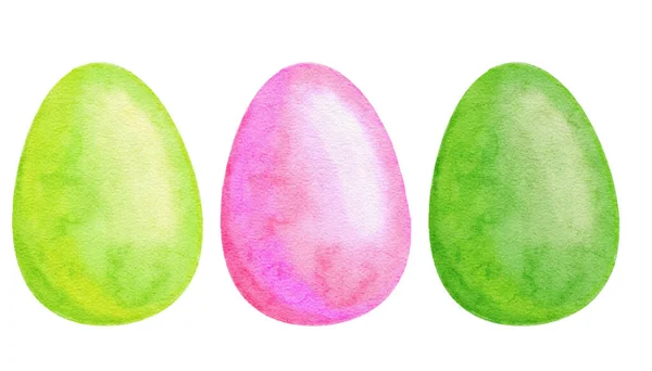 Acuarela dibujada a mano de la ilegalidad de los huevos de Pascua de color verde rosado. Primavera abril fiesta decoración clipart para la fiesta de invitación fiesta fiesta religiosa. —  Fotos de Stock