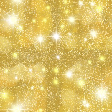 Seamless pattern with gold golden glitter shiny background. Metal metallic shimmering glow texture, luxury fashion design. Yellow abstract sparkle New Year Christmas celebration party print.
