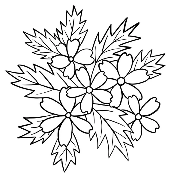 Hand Drawn Floral Flower Leaves Illustration Black White Elegant Wedding — Stock Photo, Image