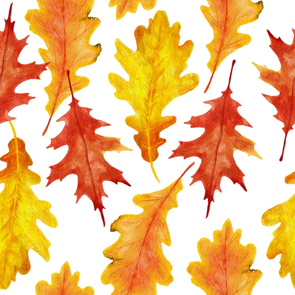 Watercolor Hand Drawn Seamless Pattern Red Orange Yellow Fall Autumn — kuvapankkivalokuva