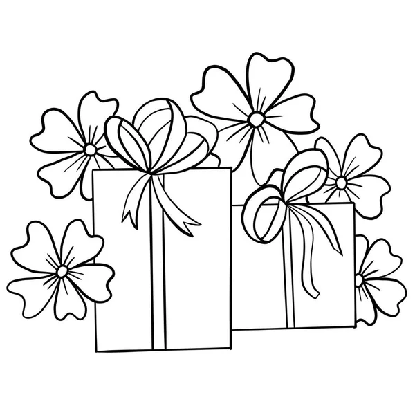 Mão Desenhado Floral Flor Folhas Ilustração Preto Branco Elegante Casamento — Fotografia de Stock