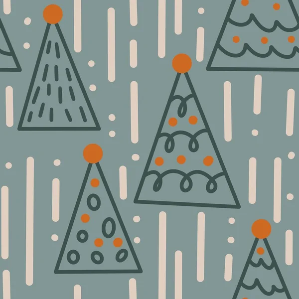 Hand Drawn Seamless Pattern Winter Fir Spruce Christmas Tree Forest — Φωτογραφία Αρχείου