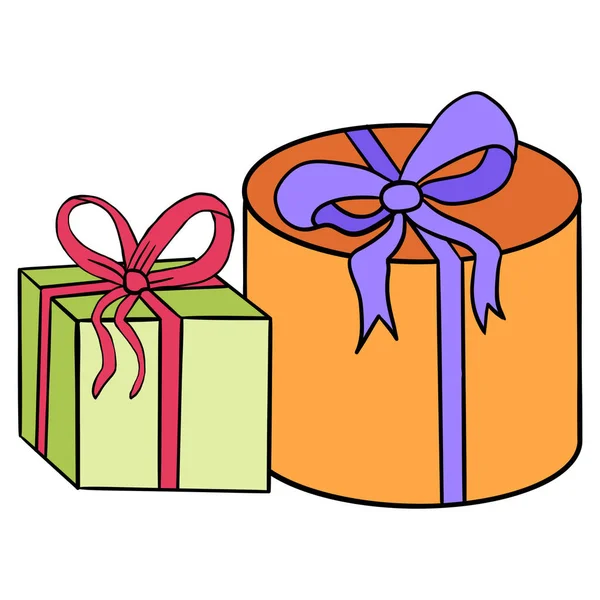 Hand Drawn Illustration Present Gift Box Christmas Brithday Valentine Day — Stock fotografie