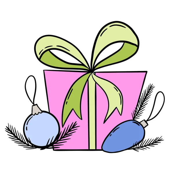 Hand Drawn Illustration Present Gift Box Christmas Brithday Valentine Day — 图库照片