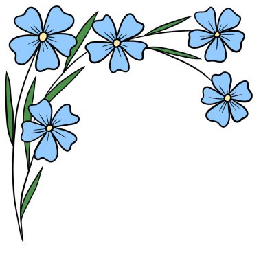 Hand drawn one black line illustration of floral flowers leaves. Elegant leaf nature composition, simple minimalist bouquet branch sketch. Isolated bloom blossom garden frame