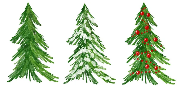 Watercolor hand drawn illustration of Christmas tree. Winter new year evergreen fir pine spruce plant. December season celebration design, holiday party print for invitations cards, isolated on white