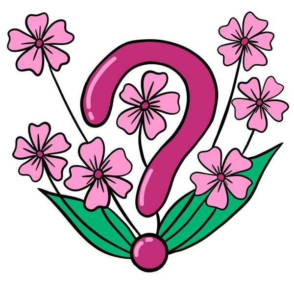 Handgezeichnete Illustration Von Fragezeichen Mit Blättern Blumen Naturelementen Warum Konzept — Stockfoto