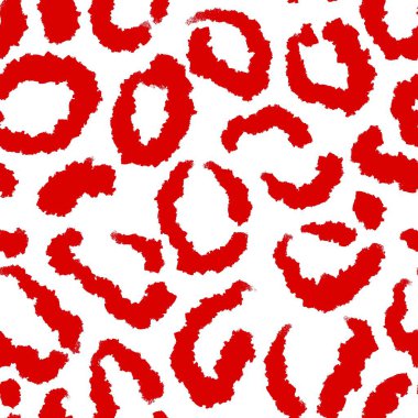 Elle çizilmiş yeşil kırmızı Noel leoparı deseni, neşeli vahşi çita arka planı, hayvan kürkü derisi izi. Aralık ayı tatil kağıtları, davetiye kartları tasarımı