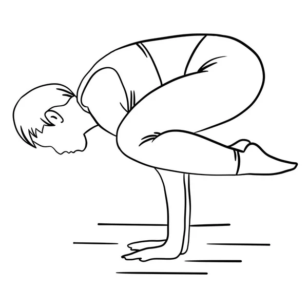 Ilustración Dibujada Mano Del Hombre Mujer Pose Equilibrio Yoga Adolescente — Foto de Stock