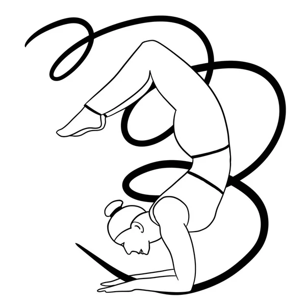 Illustrazione Disegnata Mano Giovane Donna Magra Posa Yoga Moderno Design — Foto Stock