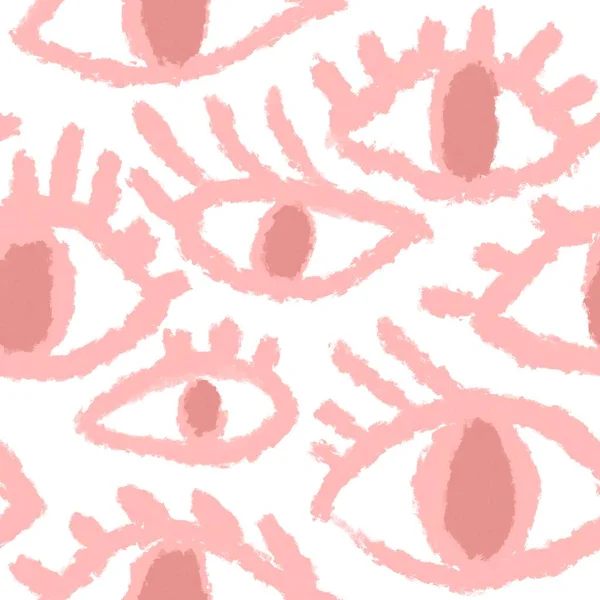 Nahtloses Handgezeichnetes Muster Mit Rosa Bösem Dritten Auge Traditionellem Ethnisch — Stockfoto