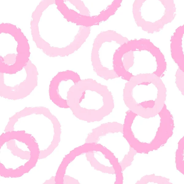 手描きピンクサークル抽象幾何学的なパステルパターンをシームレス 中世の現代的な流行のファブリックプリント ラインカーブ壁紙包装紙繊維のためのミニマリストの背景 — ストック写真