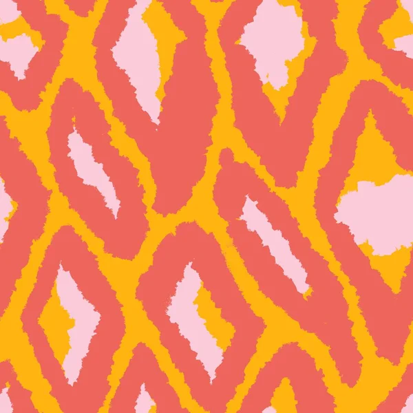 Kırmızı Turuncu Sarı Renklerde Geometrik Soyut Şekilli Çizimi Desen Kumaş — Stok fotoğraf