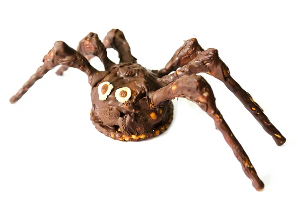 孤立的白色背景上的巧克力自制蜘蛛 — 图库照片