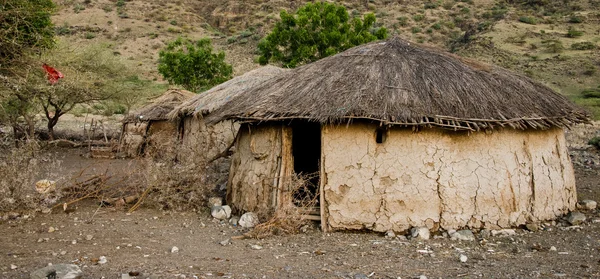 Traditionell maasai hydda gjord av ko avföring — Stockfoto