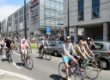 Polonya, cracow - 9 Haziran 2013: cracow ile Belediye Başkanı Bisiklete binme olay