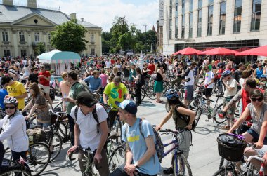 Polonya, cracow - 9 Haziran 2013: cracow ile Belediye Başkanı Bisiklete binme olay