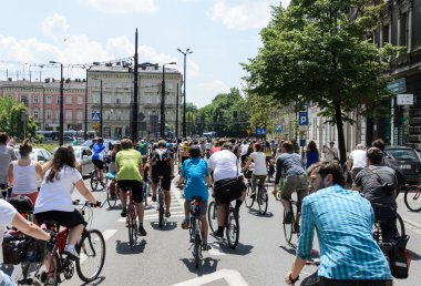 Polonya, cracow - 9 Haziran 2013: cracow ile Belediye Başkanı Bisiklete binme olay