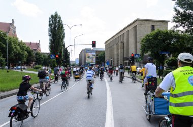Polonya, cracow - 9 Haziran 2013: cracow ile Belediye Başkanı Bisiklete binme olay