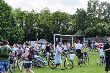 Polonya, cracow - 9 Haziran 2013: cracow ile Belediye Başkanı Bisiklete binme olay