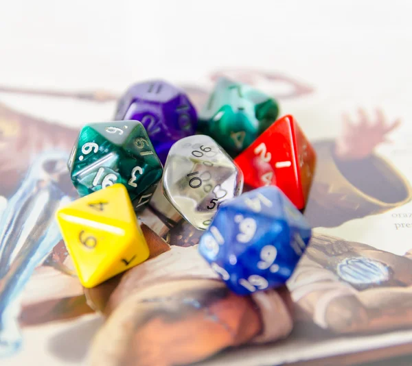 Role playing dices lying on picture background — Stock Photo, Image