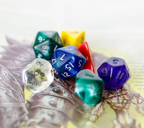 Role playing dices lying on picture background — Stock Photo, Image