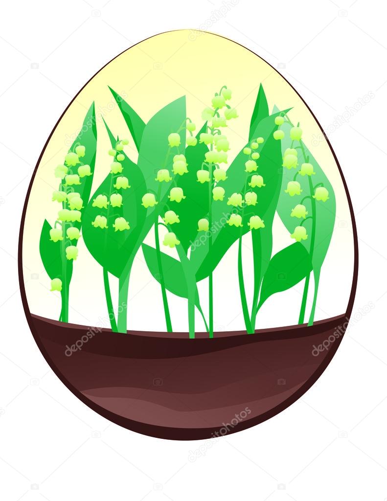 Lily of the valley in Easter egg
