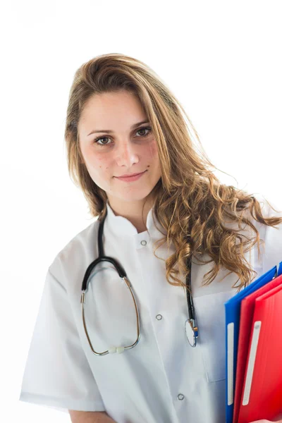 Geïsoleerde portret van een jonge beautyful medische student — Stockfoto