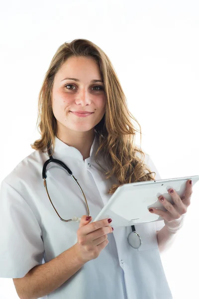 Geïsoleerde portret van een jonge beautyful medische student — Stockfoto