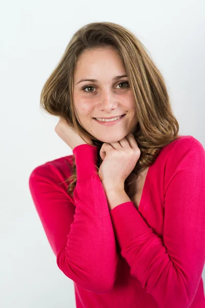 Retrato isolado de uma jovem mulher alegre — Fotografia de Stock