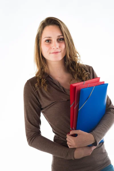 Felice giovane studentessa Foto Stock