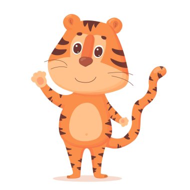 Çizgi film Çin kaplanı. Vektör illüstrasyonu beyaz arkaplanda izole edildi