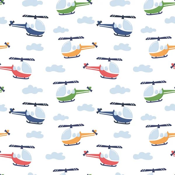 Hélicoptère Rouge Dans Style Cartoon Avec Signe Time Fly Motif Vecteurs De Stock Libres De Droits