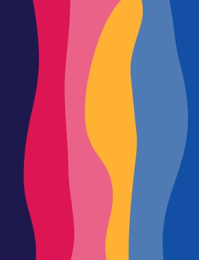 Parlak renklerde soyut dalgalarla dikey arkaplan. Modern sanat tarzında vektör illüstrasyonu.