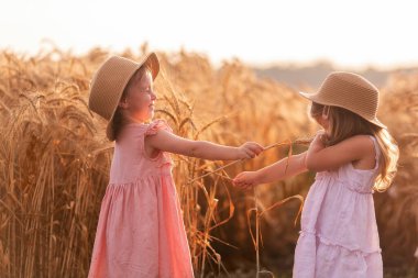 Hasır şapkalı ve pembe elbiseli iki küçük kız buğday tarlasında eğleniyor. Kız arkadaşlar birbirinin burnunu çavdar viskisiyle gıdıklıyor. Sarı lastik çizmeli abla, diğeri çamurda yalınayak.